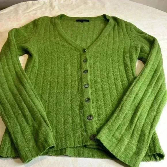 🧨Ca Va de Soi Wool Blend Green Cardigan Sweater SZ L - Picture 6 of 11